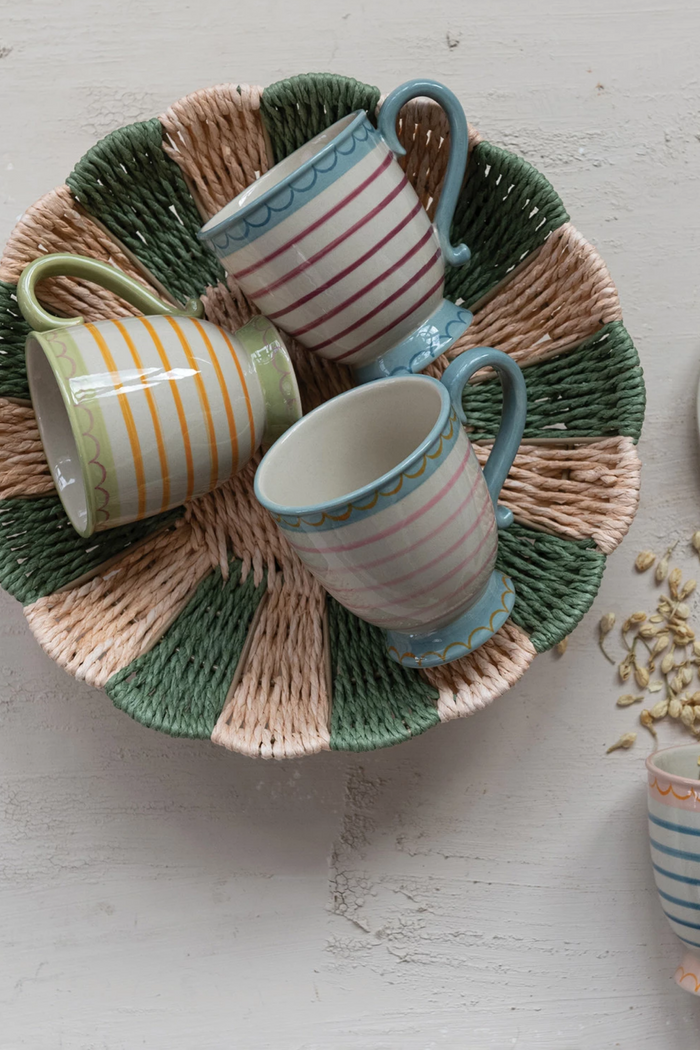 10 oz. Hand-Painted Stoneware Footed Mug, 4 Styles