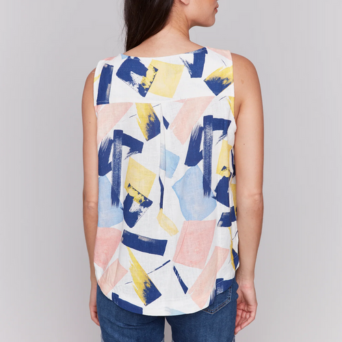 Abstract Linen Blend Tank