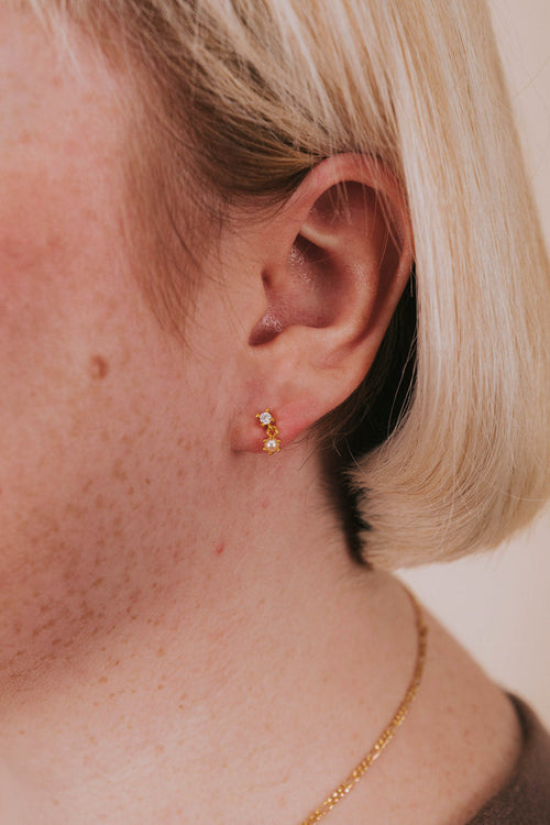 cubic zirconia with pearl dangle stud earring 2