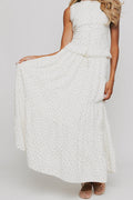 off white maxi skirt with floral pattern