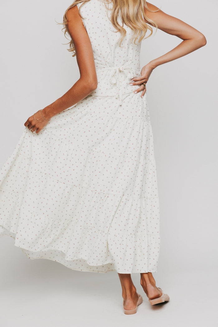 off white maxi skirt with floral pattern back