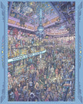 art piece featuring characters in the warp core cafe from the sci fi world including doctor who, c3po, jabba
