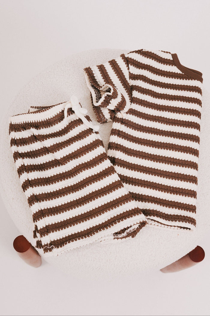 striped baby set brown