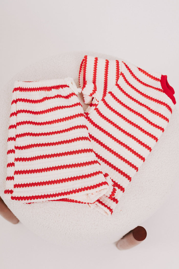 striped baby set red