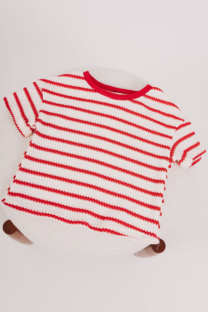 striped baby set red top