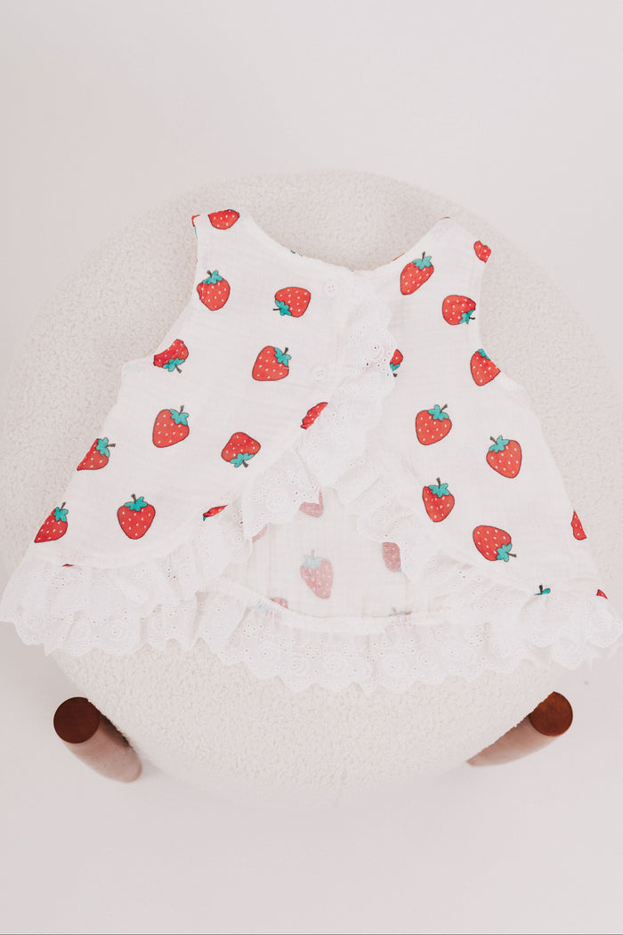 strawberry print baby set