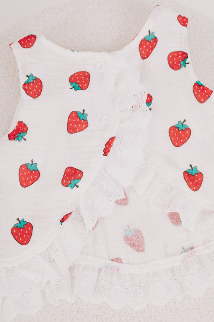 strawberry print baby set