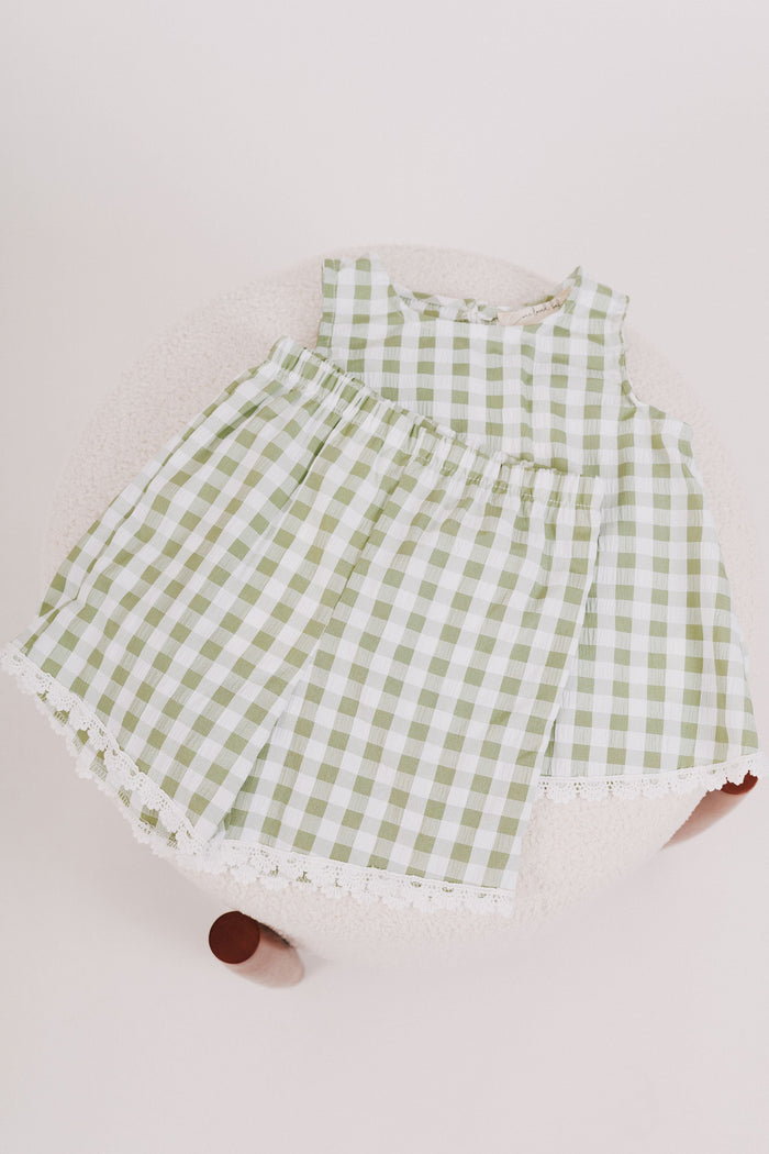 green and white gingham set baby