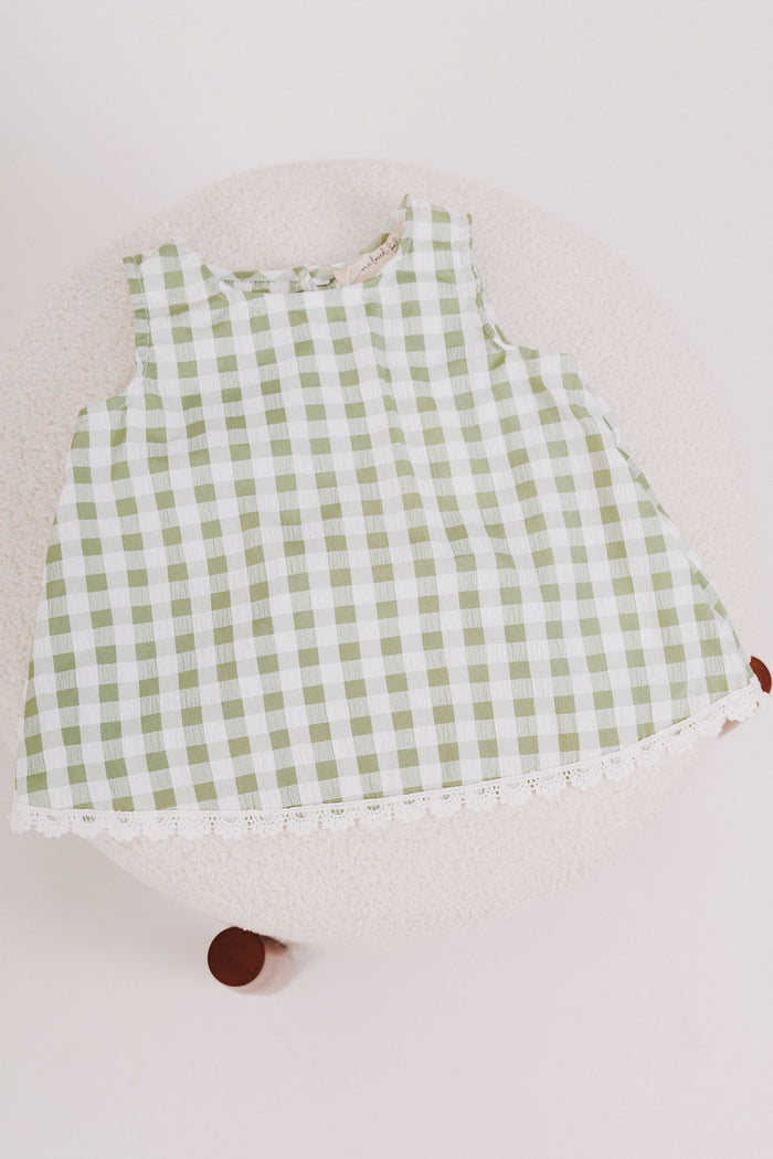 green and white gingham set baby
