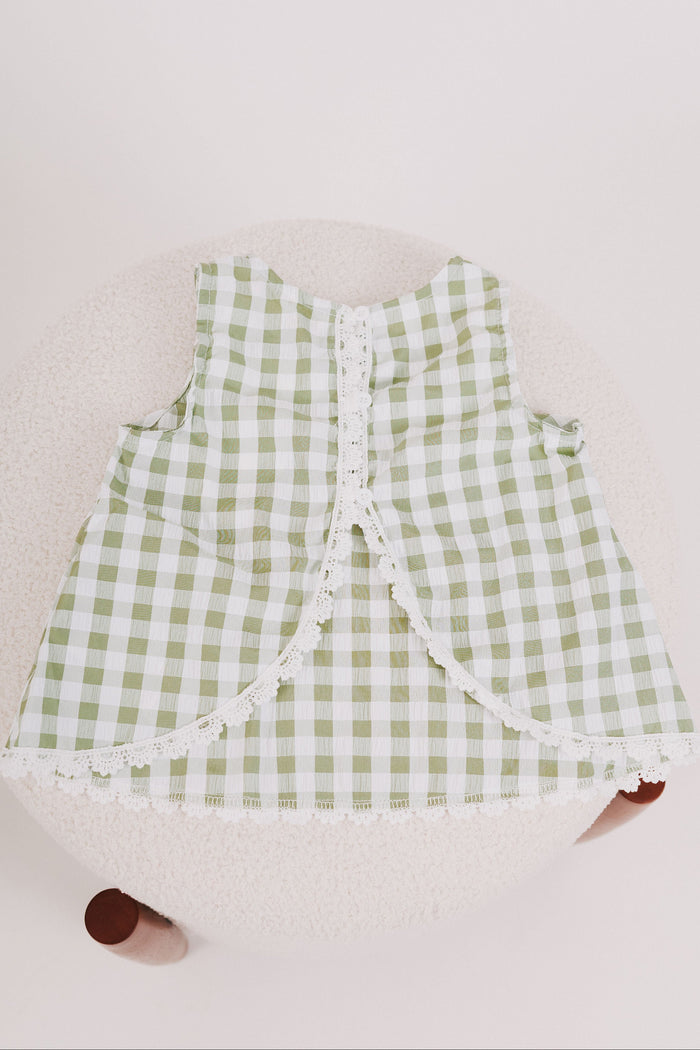 green and white gingham set baby
