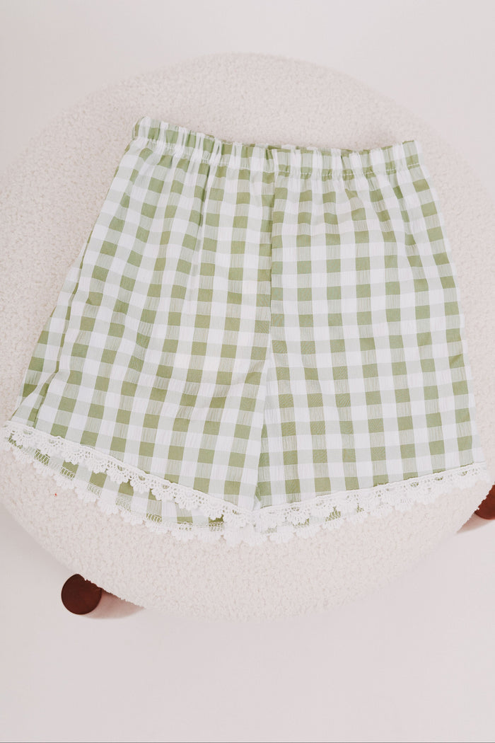 green and white gingham set baby