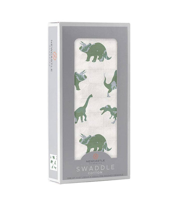 BABY - Granite Green Dinosaurs Cotton Swaddle
