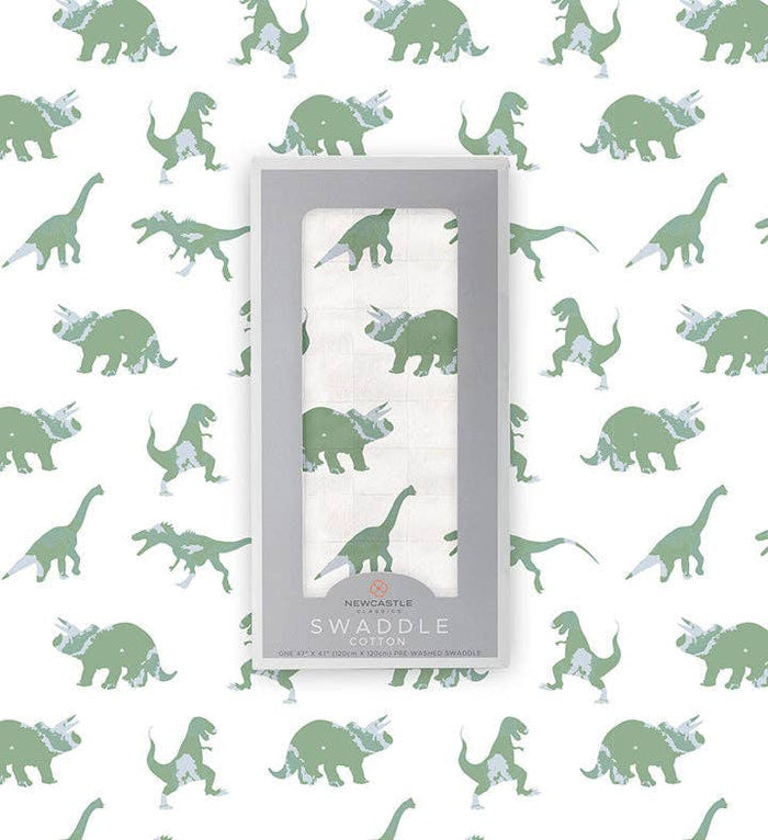BABY - Granite Green Dinosaurs Cotton Swaddle