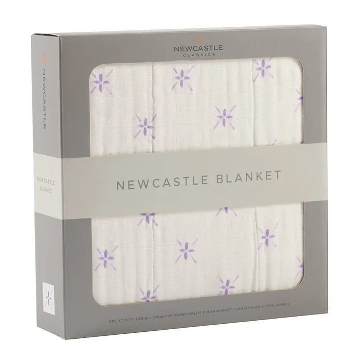 BABY - Lavender Flower And White Bamboo Muslin Blanket