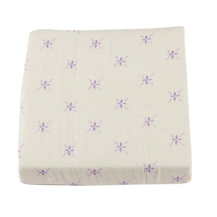 BABY - Lavender Flower And White Bamboo Muslin Blanket