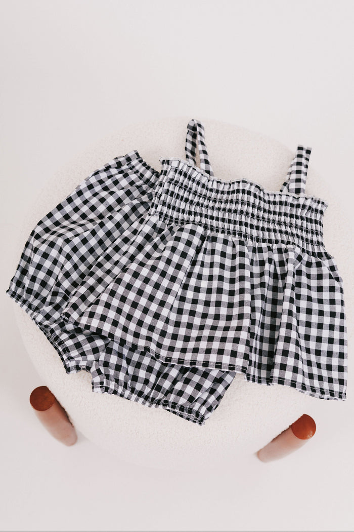 baby black and white gingham set