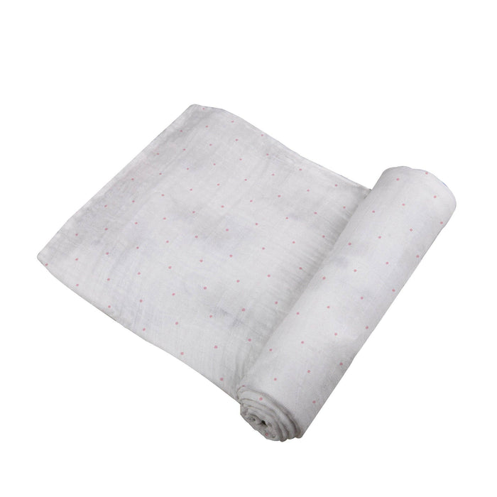 BABY - Pink Polka Dot Bamboo Muslin Swaddle