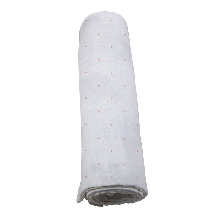 BABY - Pink Polka Dot Bamboo Muslin Swaddle