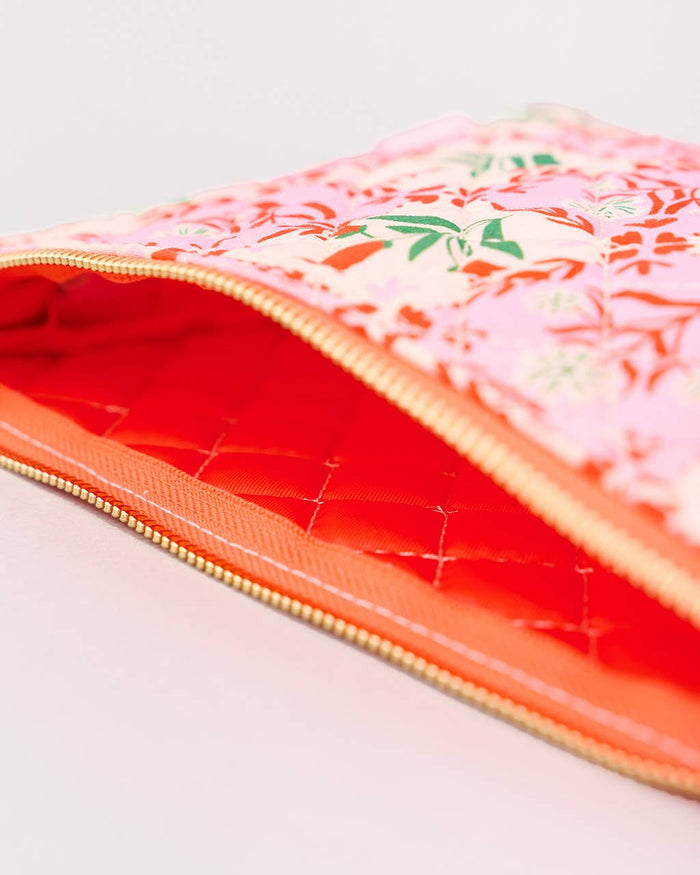 BANDO - Quilted Pouch, Pink Tile Floral