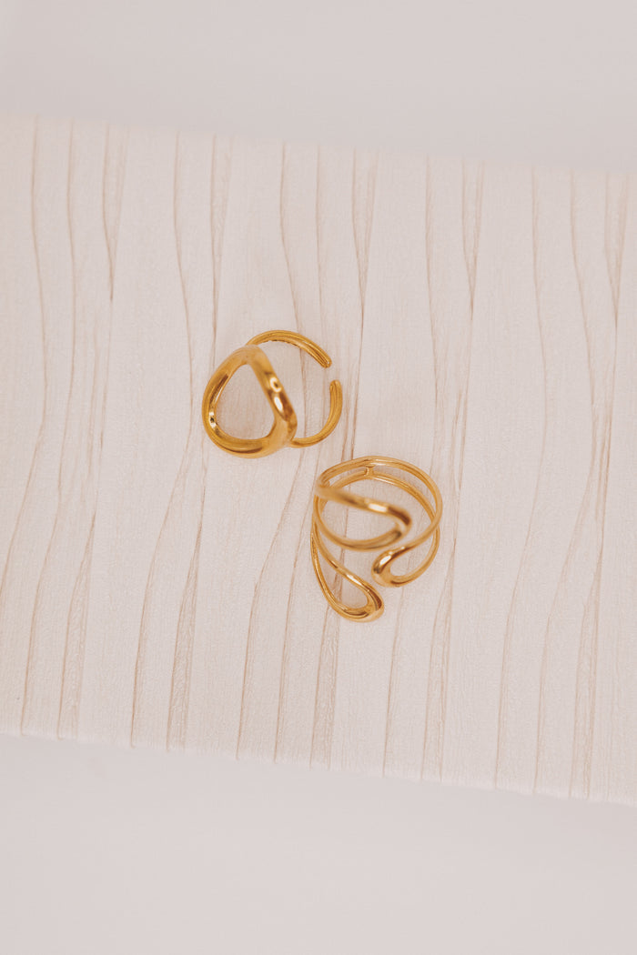 gold asymmetric ring set
