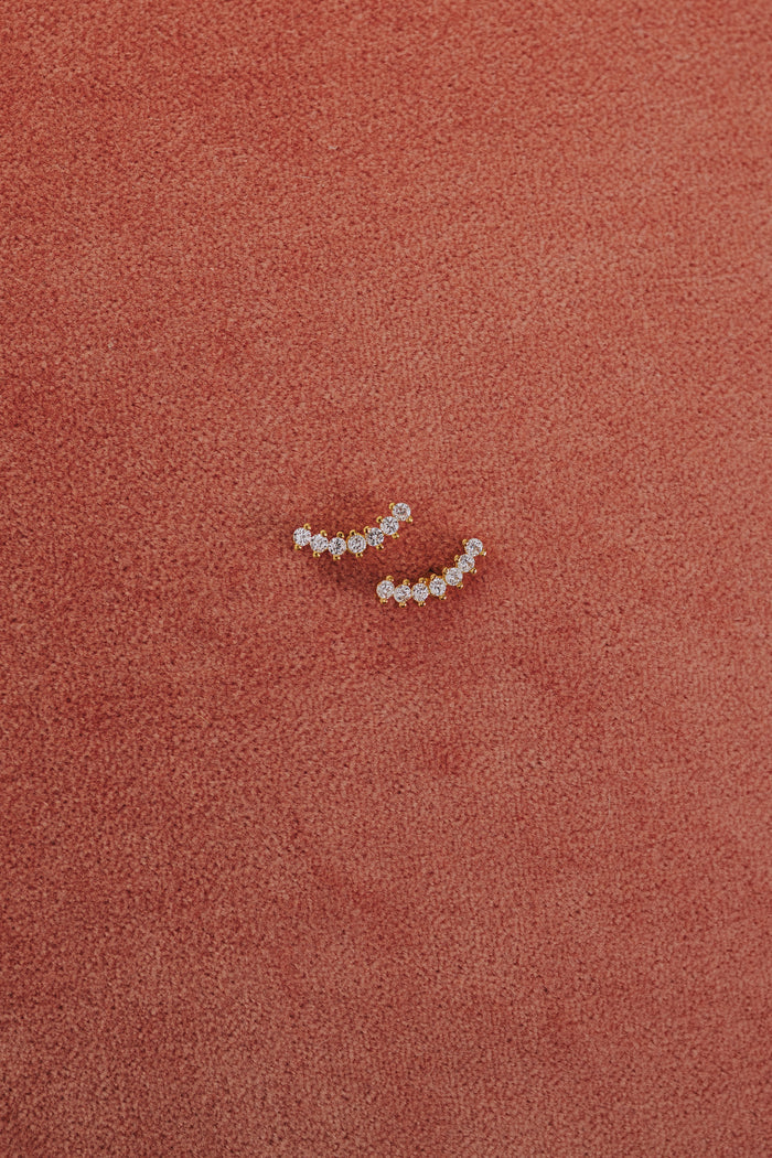 curved zirconia studded earring flatlay