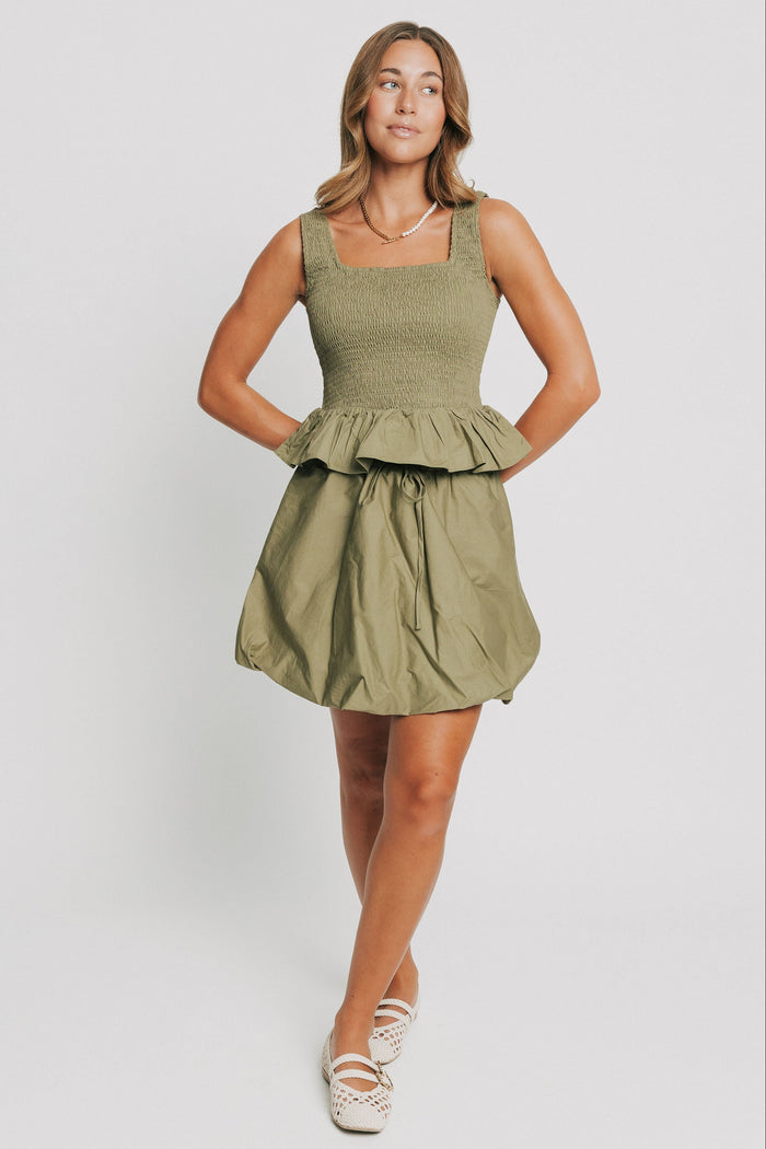 sleeveless olive square neck peplum top full