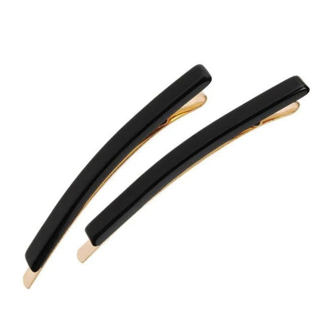 Bobby Pin Pair on Gold Wire Classic - Black