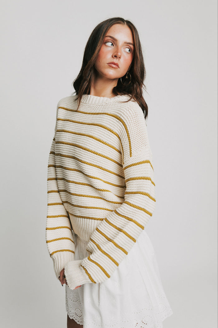striped knit oversized sweater