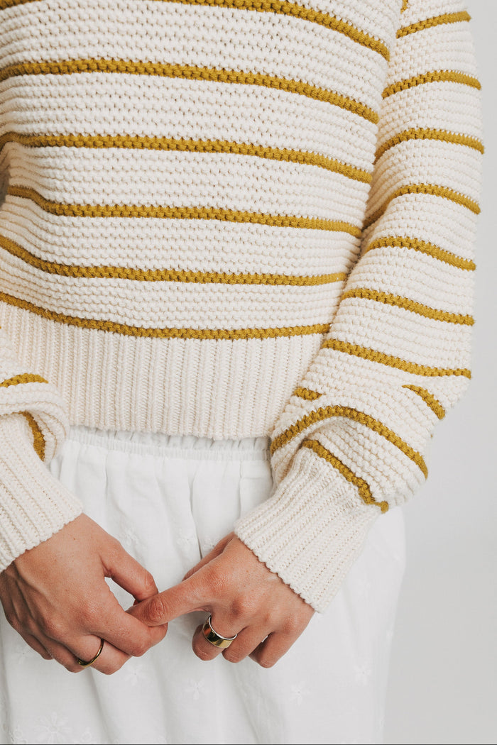 striped knit oversized sweater sleeves