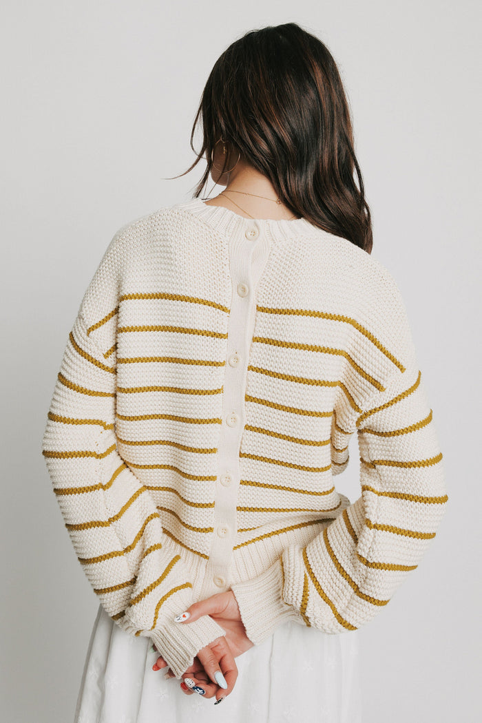 striped knit oversized sweater back