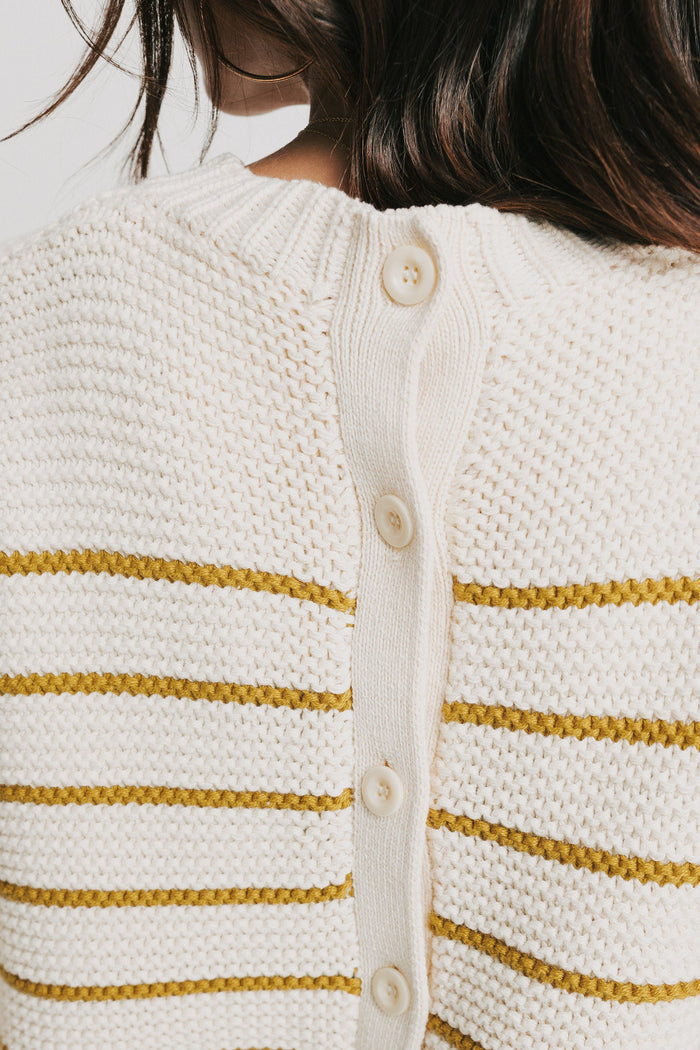 striped knit oversized sweater back close