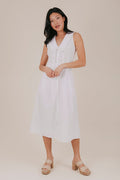 white pan collar pleated bow lined dress front