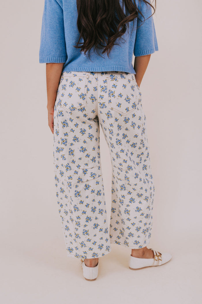 Denim patterned pants woven tied belt off-white pockets