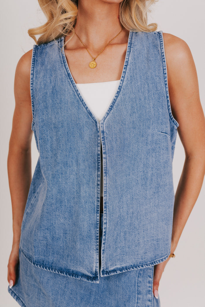 baggy denim vest top