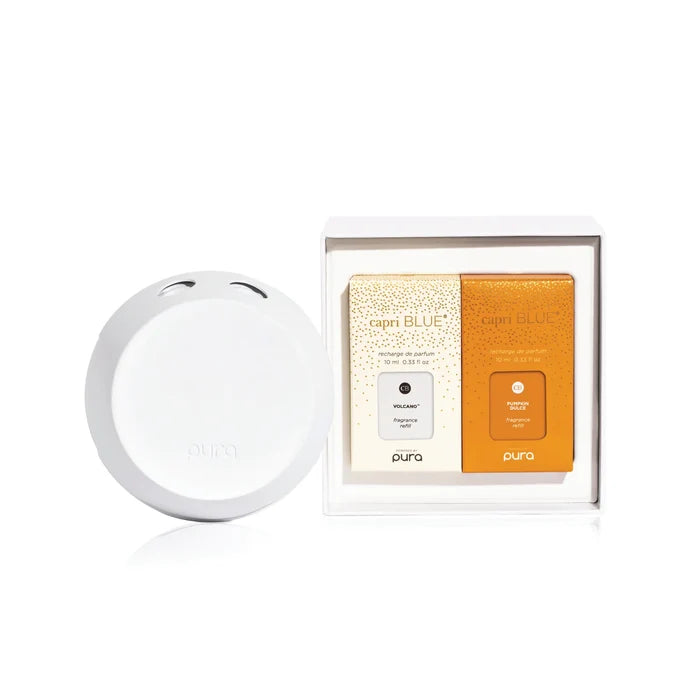 CAPRI BLUE - CB + Pura V4 Smart Home Diffuser Kit, Pumpkin Dulce & Volcano