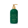 Capri blue crystal pine hand wash in a green bottle with gold accent.