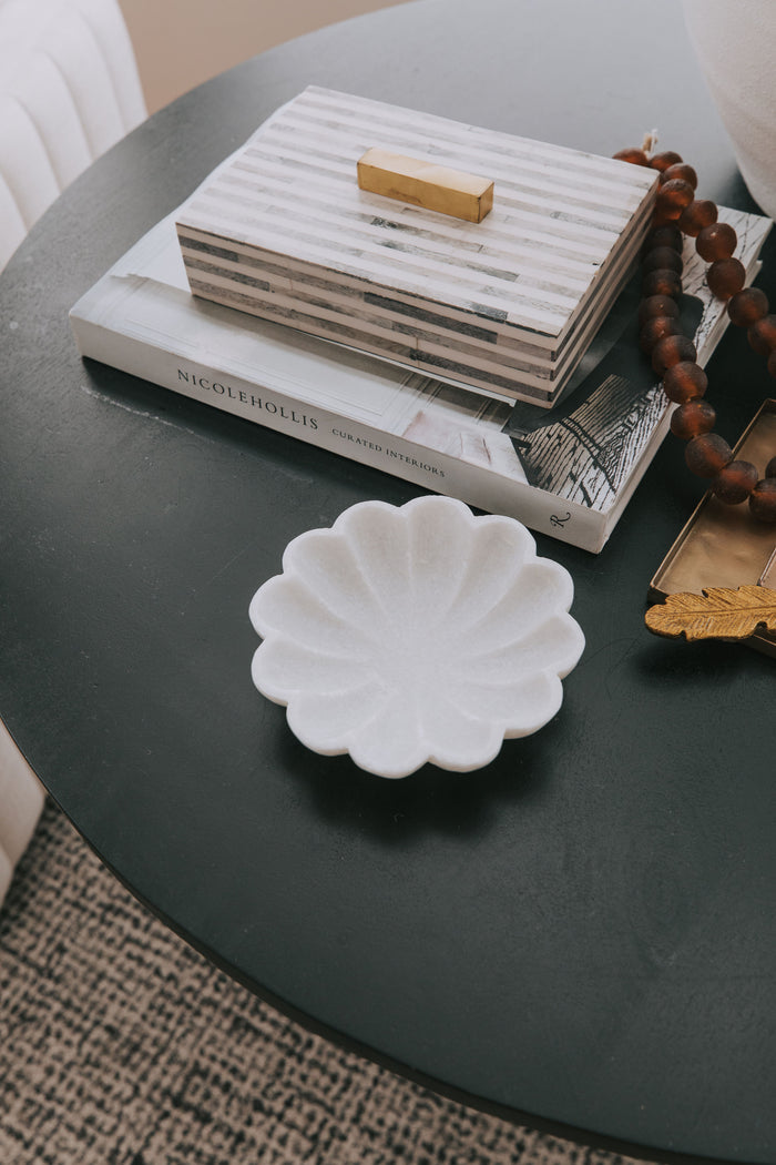 Carved Marble Flower Shaped Dish