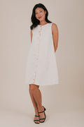 button down polka dot knee length dress full