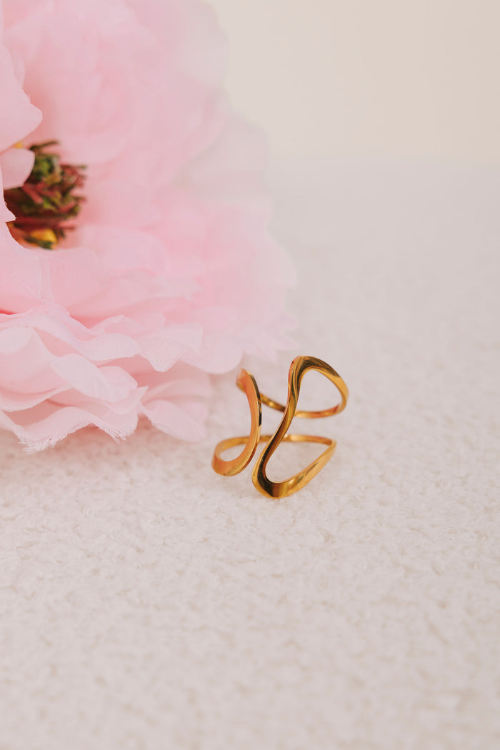 18k gold plated ring with abstract space and open space