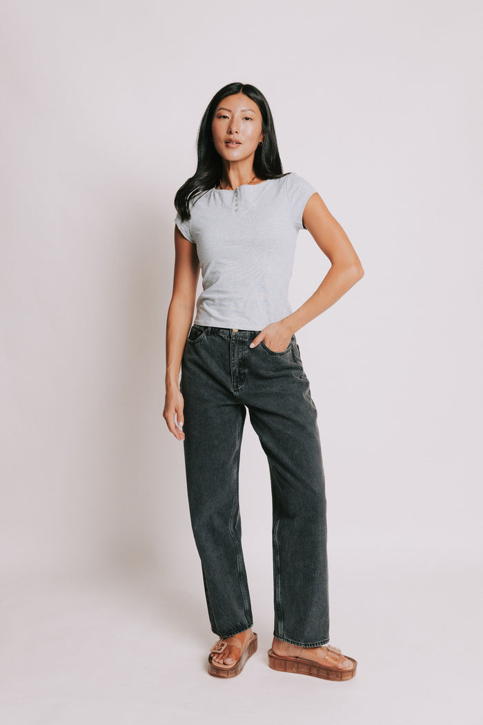 washed black straight leg jeans full