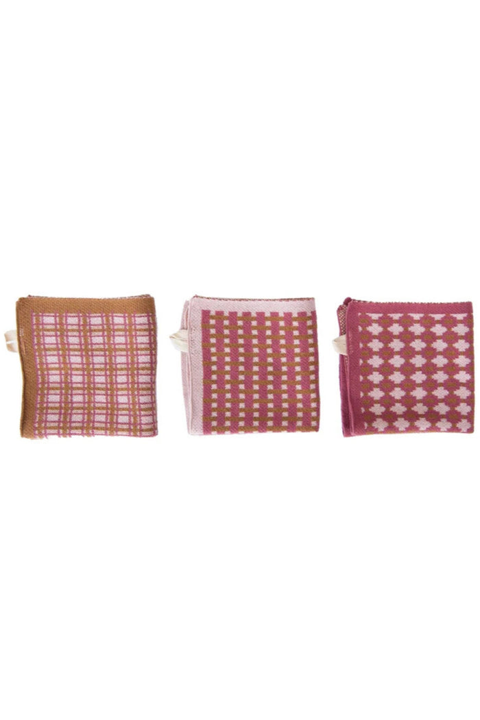 Cotton Knit Dish Cloth w/ Pattern & Loop