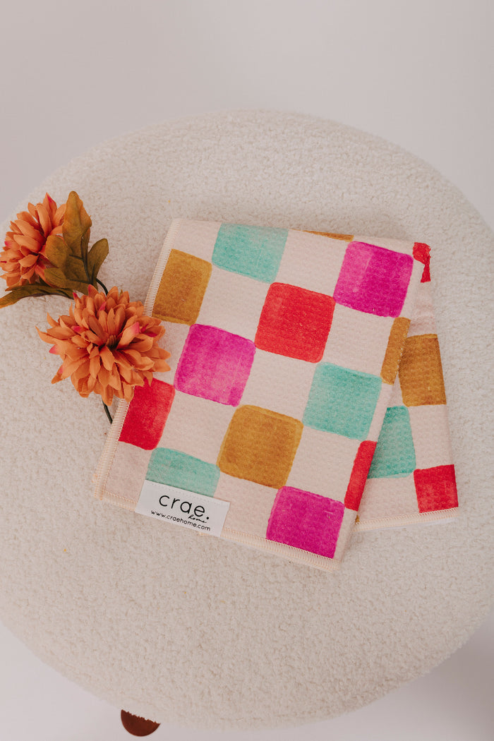 crae home towels modern checker print 2