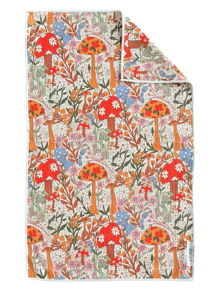 mushroom floral microfiber hand towel.