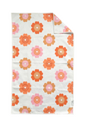 Floral patterned microfiber hand towel with orange and pink flowers on a white background