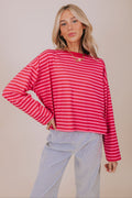 pink and red striped long sleeve front