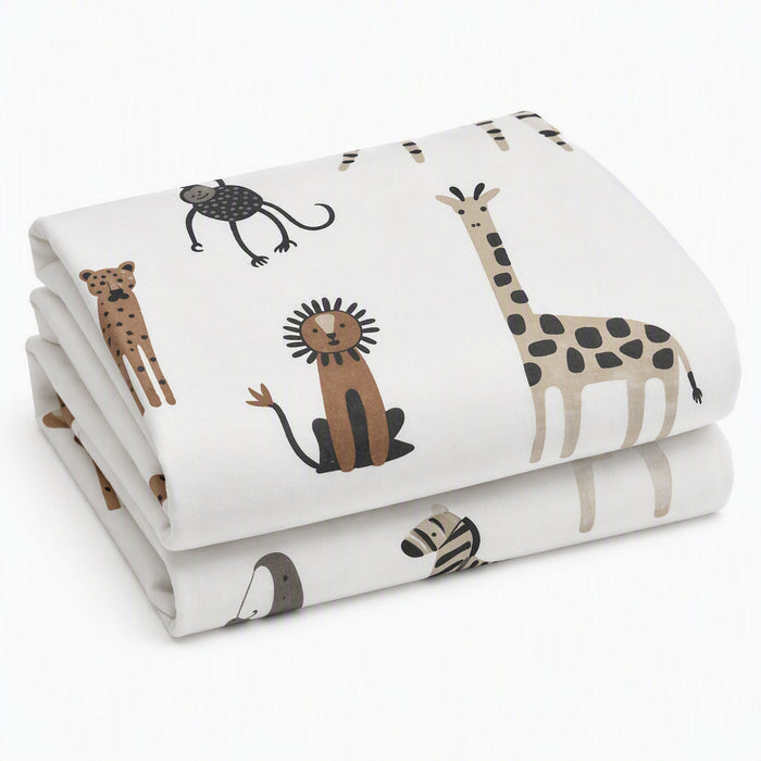 Cuddle CollectionTwo pack Next 2 Me Fitted Fitted Sheets Animal Kingdom 56x86cm