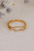 gold band ring with marquise cubic zirconia