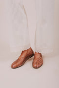 tan crisscross jelly flats front
