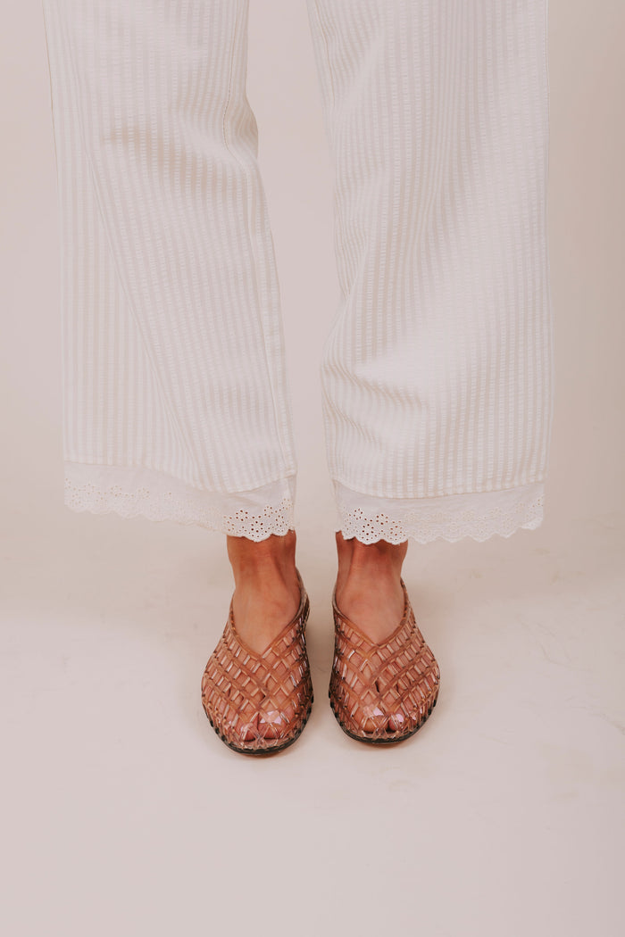 tan crisscross jelly flats front 2