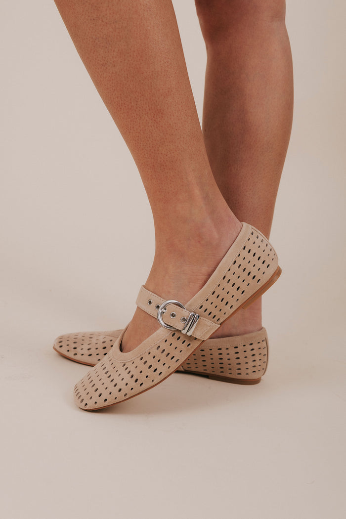 dolce vita suede perforated buckle ballet flats side